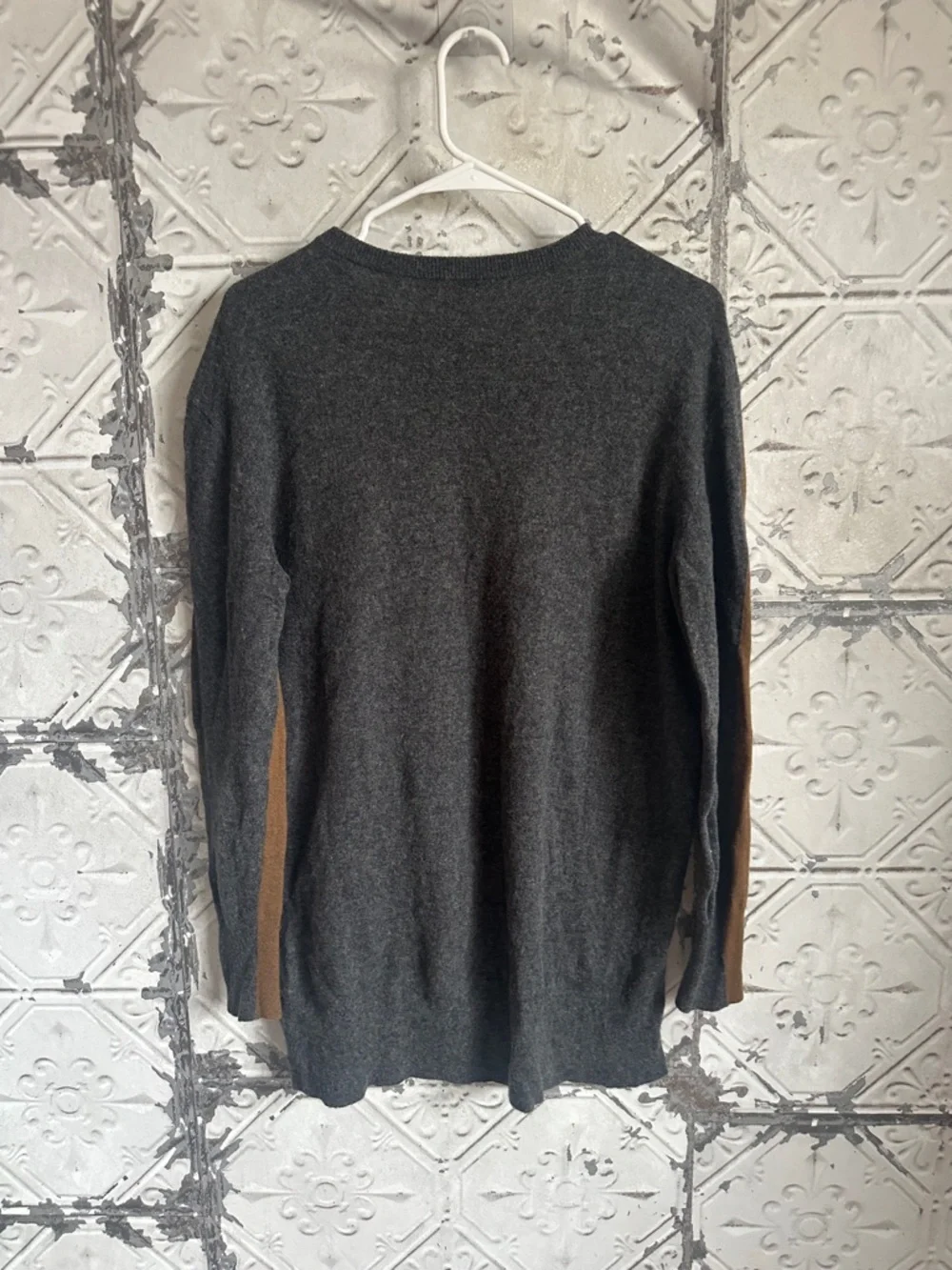 J. Crew wool blend Two-Tone Crewneck Sweater in Brown and Gray